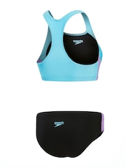 Speedo Black Womens Colourblock Splice Swimsuit 2 Piece - Image 3 of 14