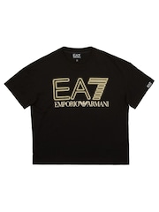 Emporio Armani EA7 Boys Logo Series Black T-Shirt - Image 1 of 3