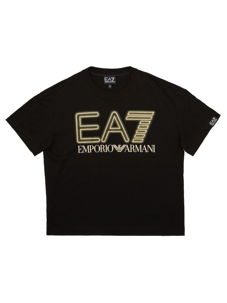 Emporio Armani EA7 Boys Logo Series Black T-Shirt - Image 1 of 3