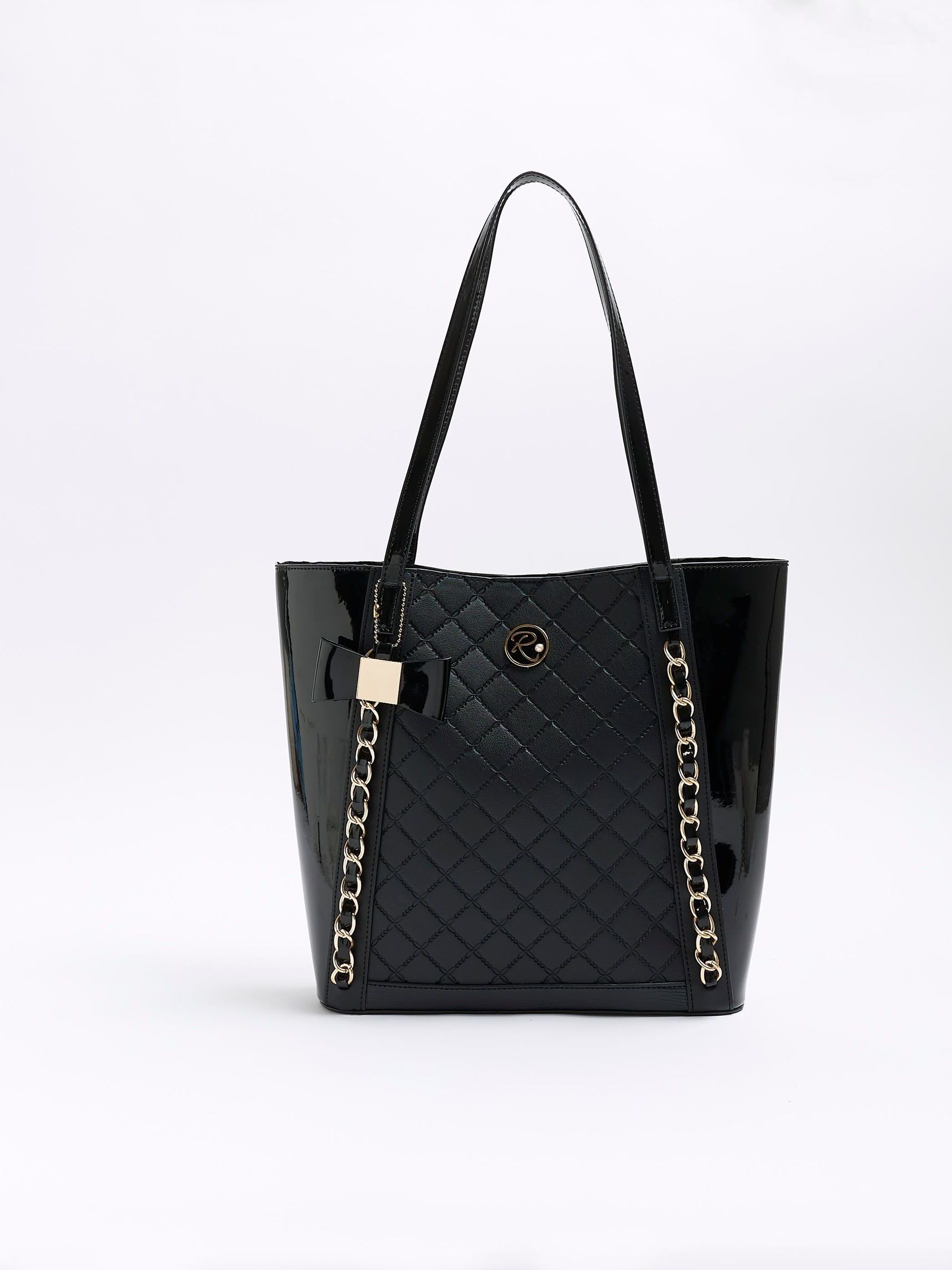 River Island Black Girls Embossed Bow Shopper