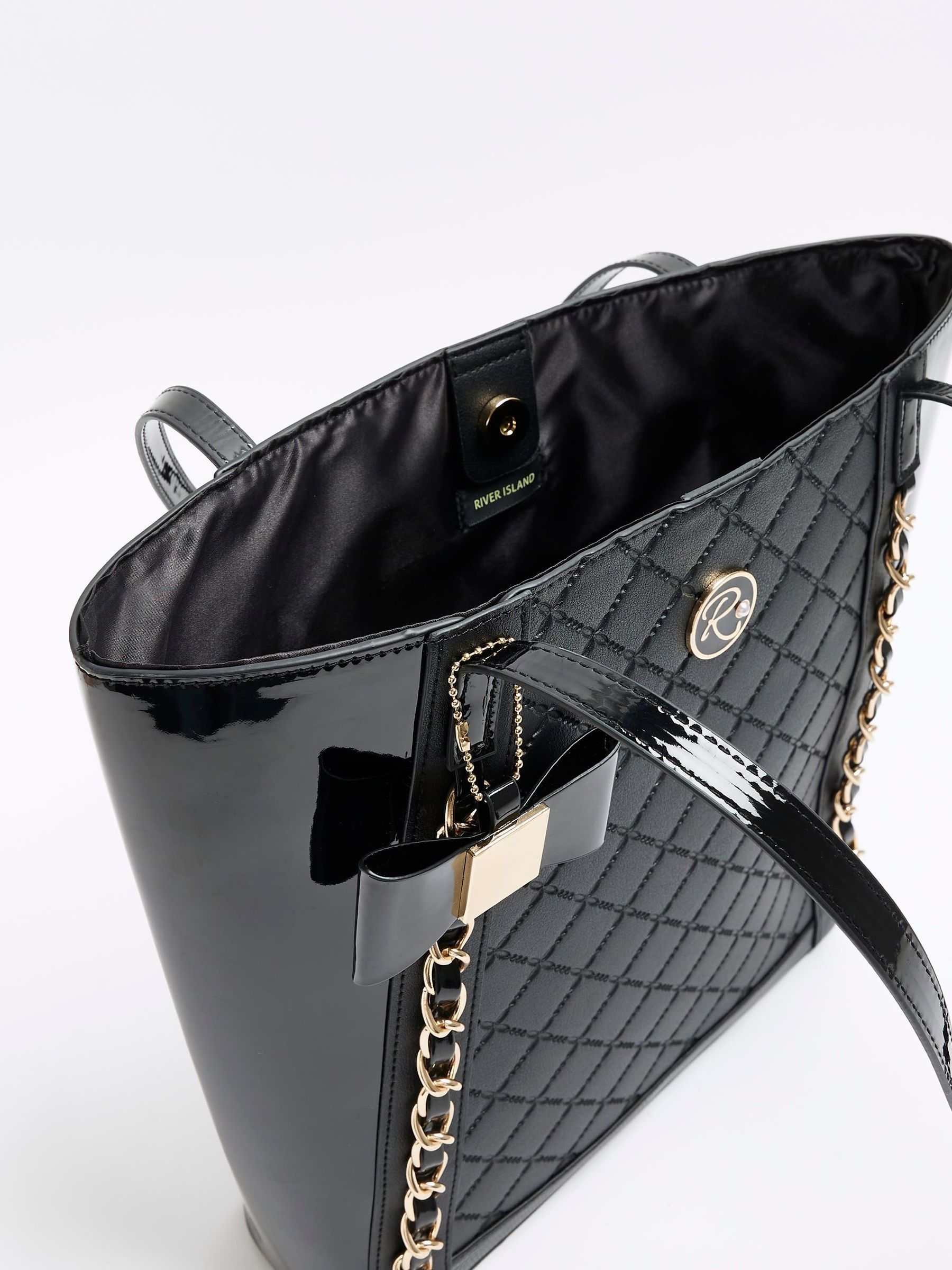 Buy River Island Black Girls Embossed Bow Shopper from Next Germany