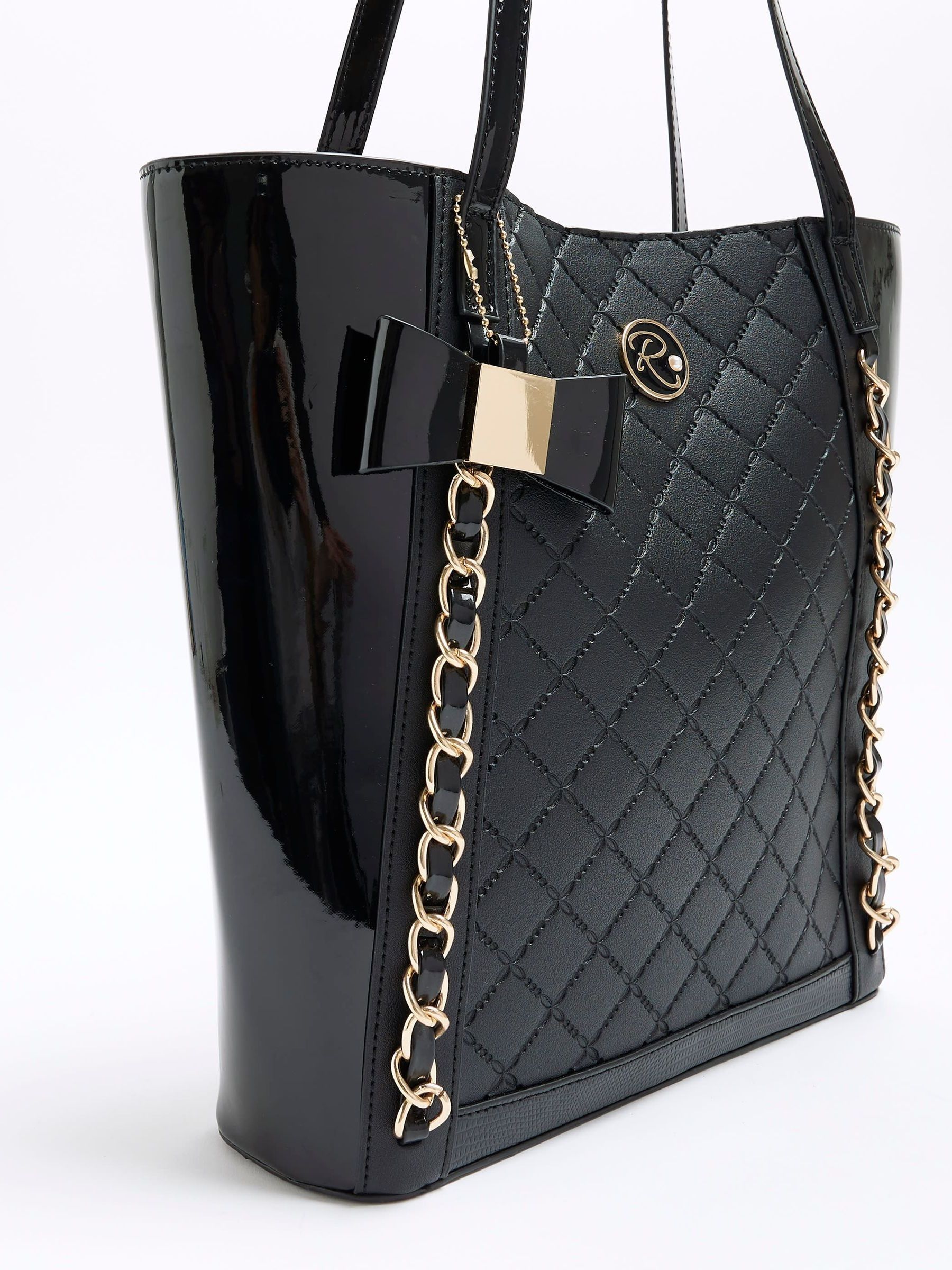 River island black embossed shopper bag deals
