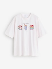 Olivia Rubin Pink Oversized Dessert Graphic T-Shirt - 4суретінің 1 суреті