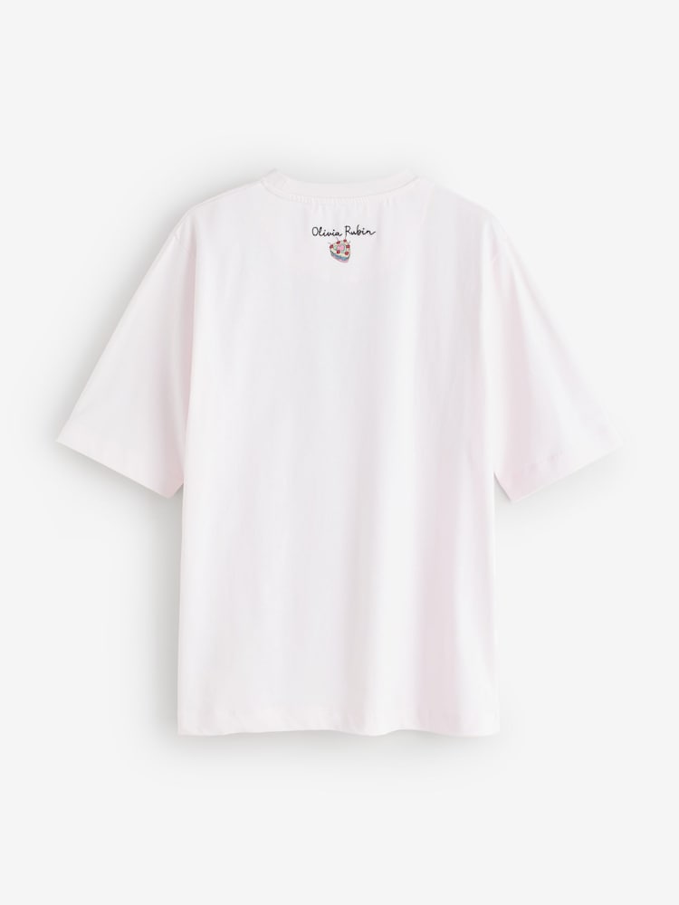 Olivia Rubin Pink Oversized Dessert Graphic T-Shirt - 4суретінің 2 суреті