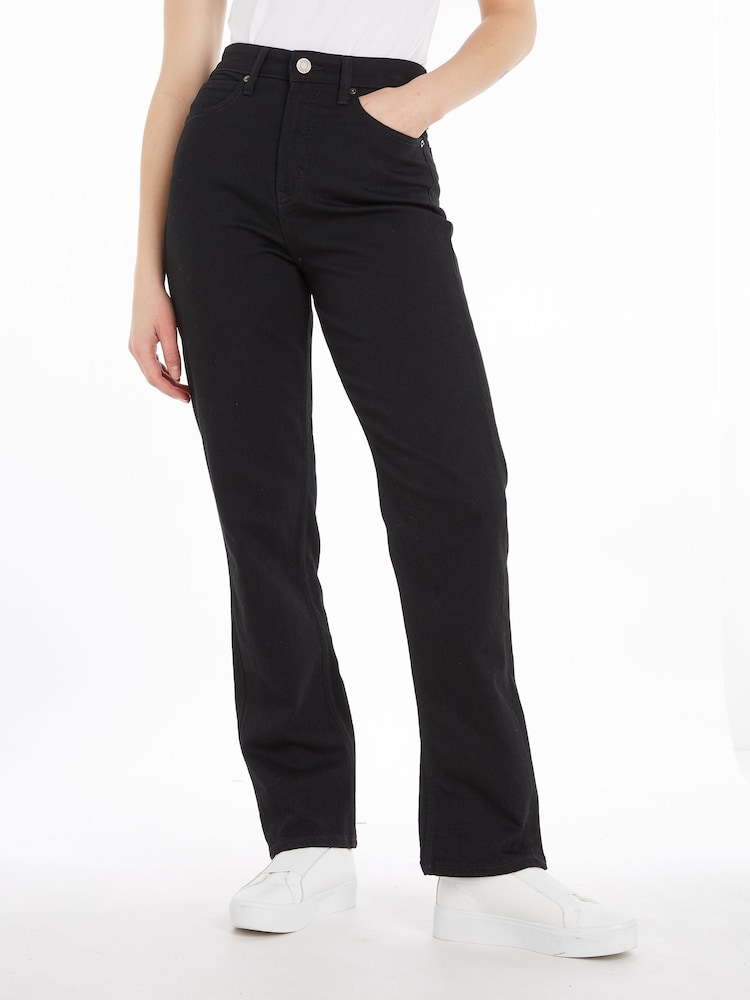 Calvin Klein High Rise Straight Black Jeans - Image 1 of 2 Calvin Klein High Rise Straight Black Jeans - Image 1 of 2