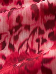 Red/White Floral Corsage Halter Neck Long Sleeve Top - Image 6 of 6