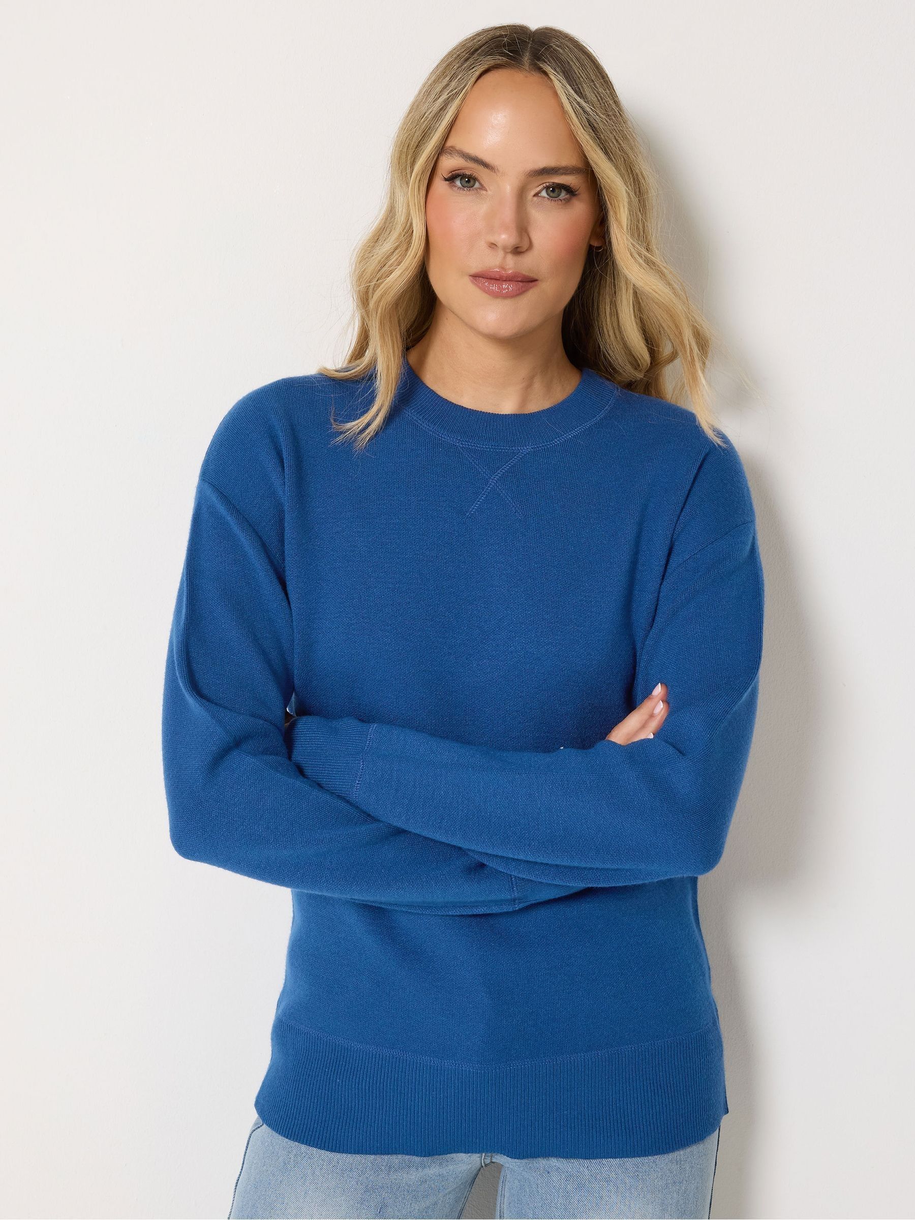 Long Tall Sally Women's Blue Knitted Crew Neck Jumper - Image 3
