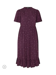 Yours Curve Red Polka Dot Half Placket Dress - Image 5 of 6