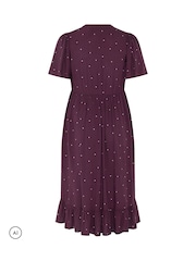 Yours Curve Red Polka Dot Half Placket Dress - Image 6 of 6
