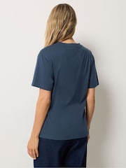 Long Tall Sally Blue Twist Front Cotton T-Shirt - Image 3 of 6