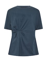 Long Tall Sally Blue Twist Front Cotton T-Shirt - Image 5 of 6