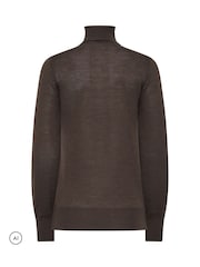 Long Tall Sally Brown Premium Merino Wool Roll Neck Jumper - Image 6 of 6