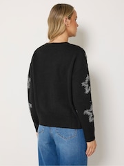 Long Tall Sally Black Star Tinsel Knitted Jumper - Image 3 of 6