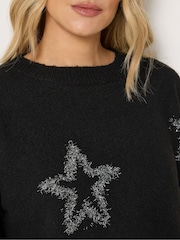Long Tall Sally Black Star Tinsel Knitted Jumper - Image 4 of 6