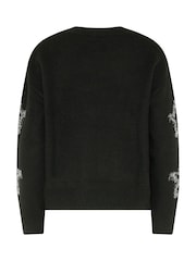 Long Tall Sally Black Star Tinsel Knitted Jumper - Image 6 of 6