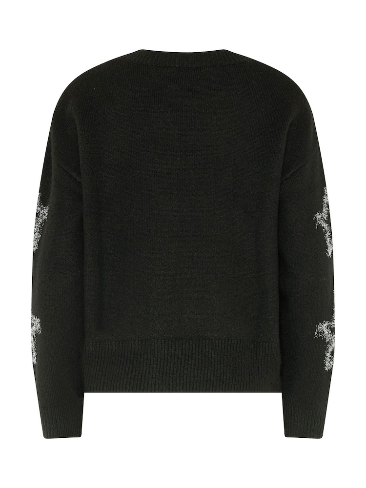 Long Tall Sally Black Star Tinsel Knitted Jumper - Image 6 of 6 Long Tall Sally Black Star Tinsel Knitted Jumper - Image 6 of 6