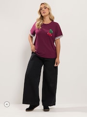 Yours Curve Red Varsity Bouclé T-Shirt - Image 2 of 6