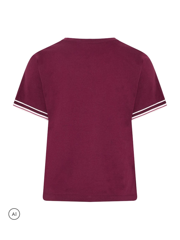 Yours Curve Red Varsity Bouclé T-Shirt - Image 6 of 6 Yours Curve Red Varsity Bouclé T-Shirt - Image 6 of 6