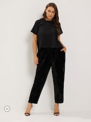 Yours Curve Velvet Barrel Trousers - 6суретінің 2 суреті