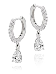 Beaverbrooks Cubic Zirconia Pear Drop Hoop Earrings - Image 1 of 3