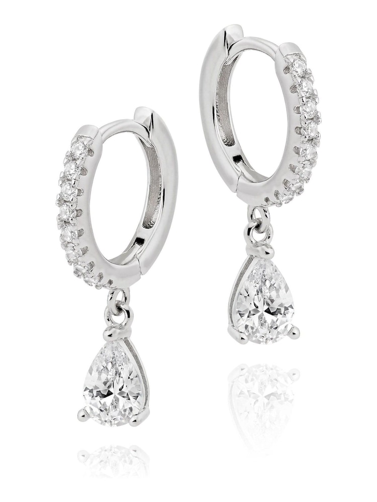 Beaverbrooks Cubic Zirconia Pear Drop Hoop Earrings - Image 1 of 3
