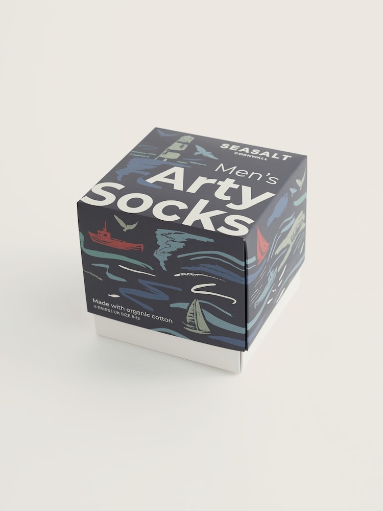 Seasalt Cornwall Green Arty Socks Boat Gift Box of 4 - Image 3 of 3 Seasalt Cornwall Green Arty Socks Boat Gift Box of 4 - Image 3 of 3
