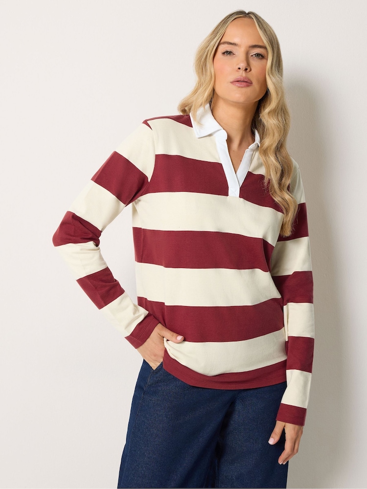 Long Tall Sally Red Stripe Cotton Rugby Sweatshirt - Image 2 of 7