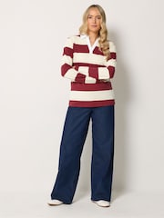 Long Tall Sally Red Stripe Cotton Rugby Sweatshirt - Image 3 of 7