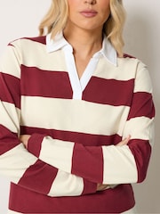 Long Tall Sally Red Stripe Cotton Rugby Sweatshirt - Image 5 of 7
