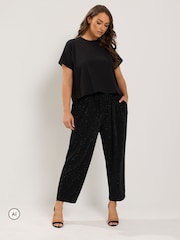 Yours Curve Sparkle Barrel Trousers - 5şəkildən 2 şəkil