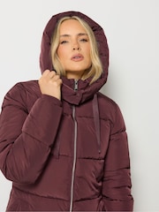 Long Tall Sally Red Padded Maxi Coat - Image 5 of 7