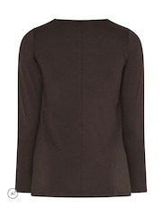 Yours Curve Brown Square Neck Pearl Trim Long T-Shirt - Image 6 of 6