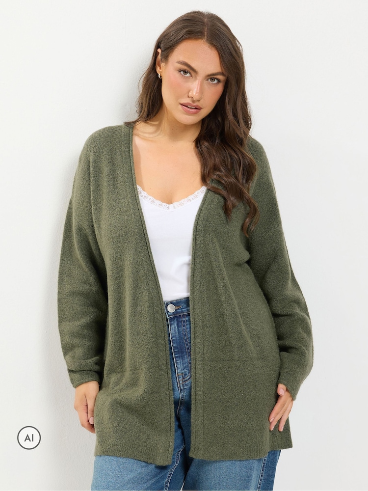 Yours Curve Green Soft Touch Cardigan - Image 1 of 6 Yours Curve Green Soft Touch Cardigan - Image 1 of 6