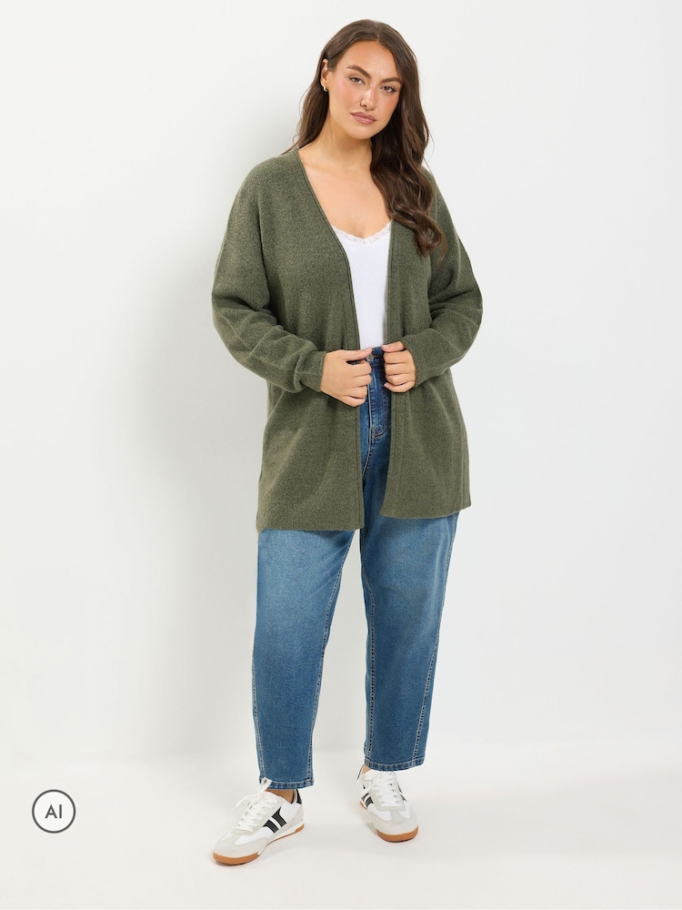 Yours Curve Green Soft Touch Cardigan - Image 2 of 6 Yours Curve Green Soft Touch Cardigan - Image 2 of 6