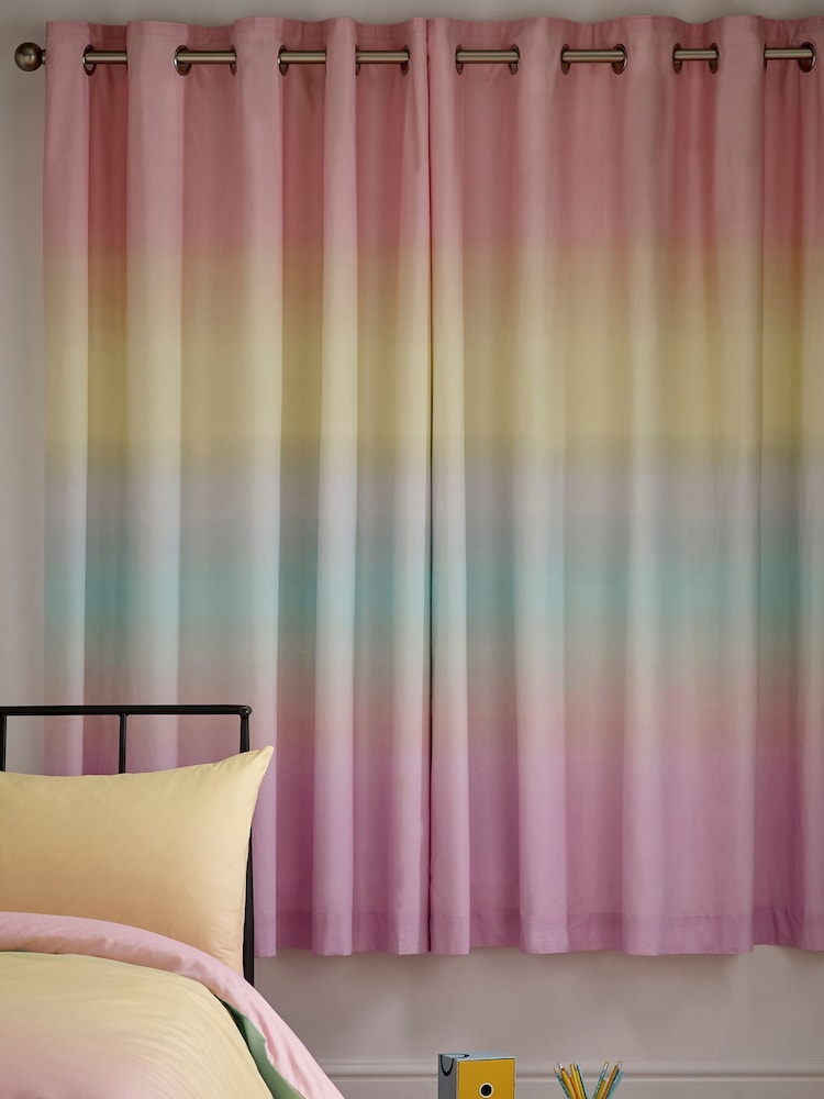 Rainbow Ombre Eyelet Blackout Curtains - Image 2 of 5