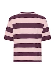 Yours Curve Purple Stripe Heavyweight T-Shirt - Image 7 of 7