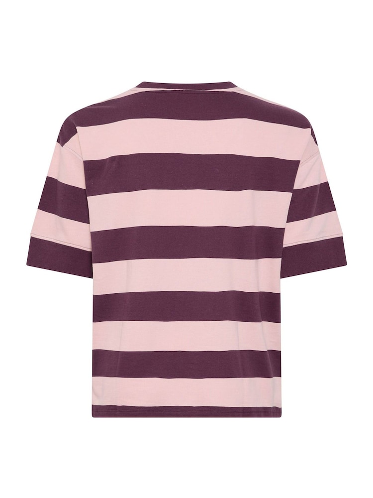 Yours Curve Purple Stripe Heavyweight T-Shirt - Image 7 of 7 Yours Curve Purple Stripe Heavyweight T-Shirt - Image 7 of 7