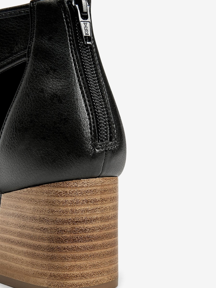 Black Stacked Heel Next Forever Comfort® Low Cut-Out Shoe Boots - Image 4 of 4