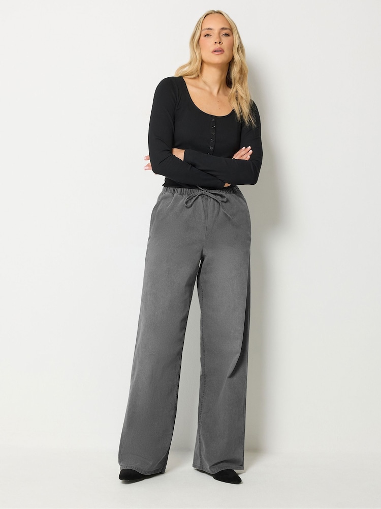 Long Tall Sally Grey Wide Leg Pull On Jeans - Image 1 of 6 Long Tall Sally Grey Wide Leg Pull On Jeans - Image 1 of 6