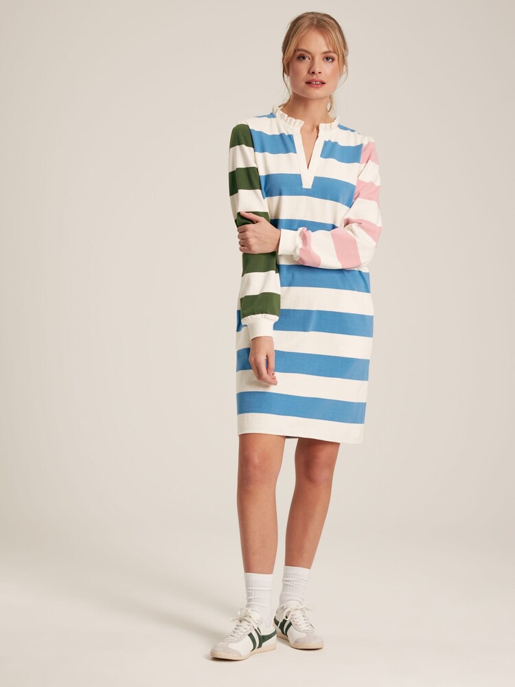 Joules Sophia Multi Striped Cotton Rugby Shirt Dress - Image 1 of 6 Joules Sophia Multi Striped Cotton Rugby Shirt Dress - Image 1 of 6