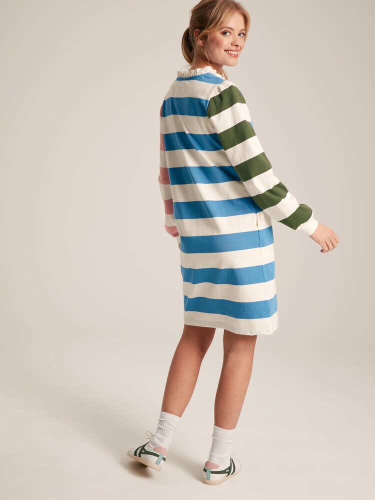 Joules Sophia Multi Striped Cotton Rugby Shirt Dress - Image 2 of 6 Joules Sophia Multi Striped Cotton Rugby Shirt Dress - Image 2 of 6