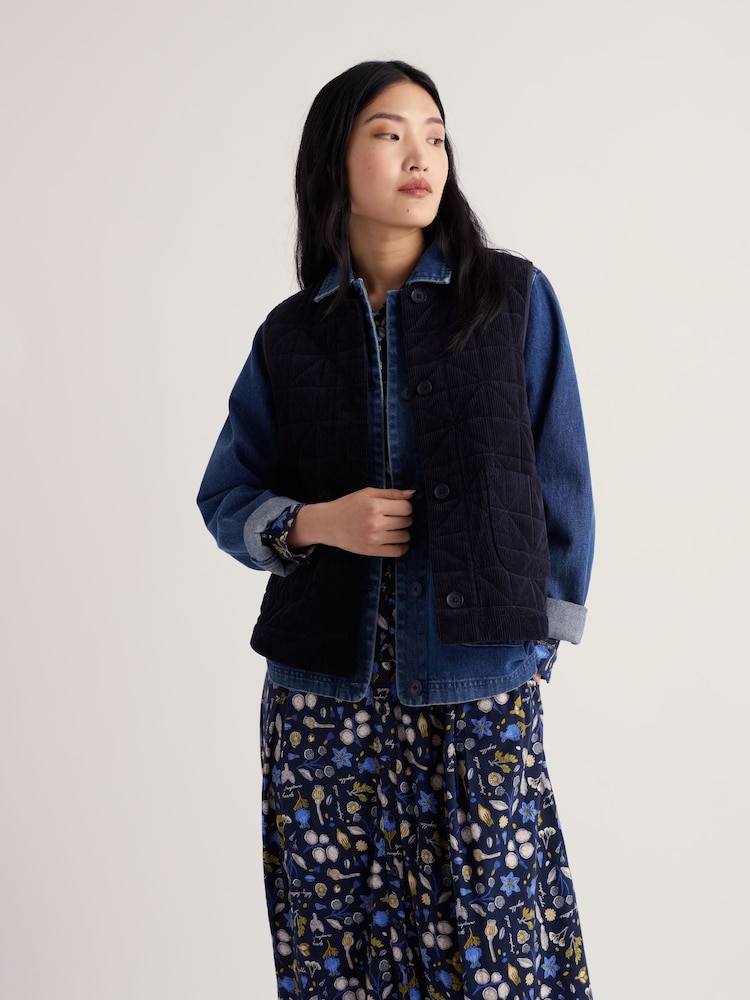 Seasalt Cornwall Blue Incoming Tide Gilet - Image 1 of 5 Seasalt Cornwall Blue Incoming Tide Gilet - Image 1 of 5