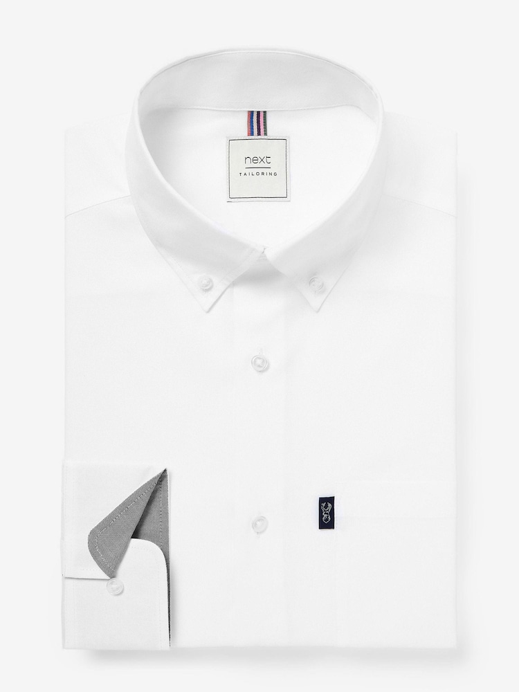 White Regular Fit Easy Iron Button Down Oxford Shirt - Image 4 of 6
