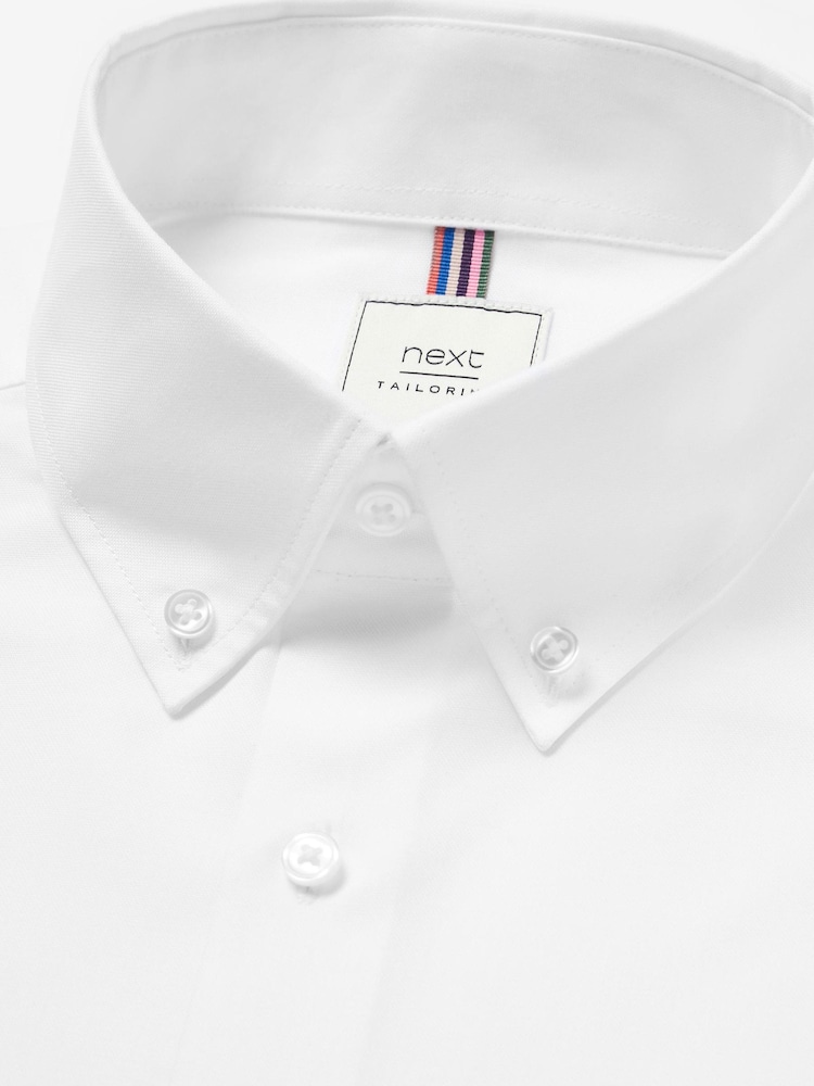 White Regular Fit Easy Iron Button Down Oxford Shirt - Image 5 of 6