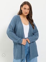 Yours Curve Blue Soft Touch Cardigan - Image 1 of 6