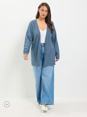 Yours Curve Blue Soft Touch Cardigan - Image 2 of 6