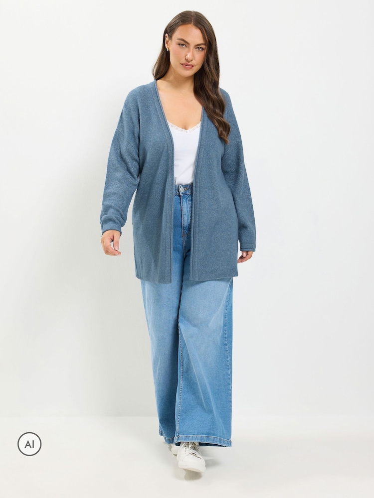 Yours Curve Blue Soft Touch Cardigan - Image 2 of 6 Yours Curve Blue Soft Touch Cardigan - Image 2 of 6