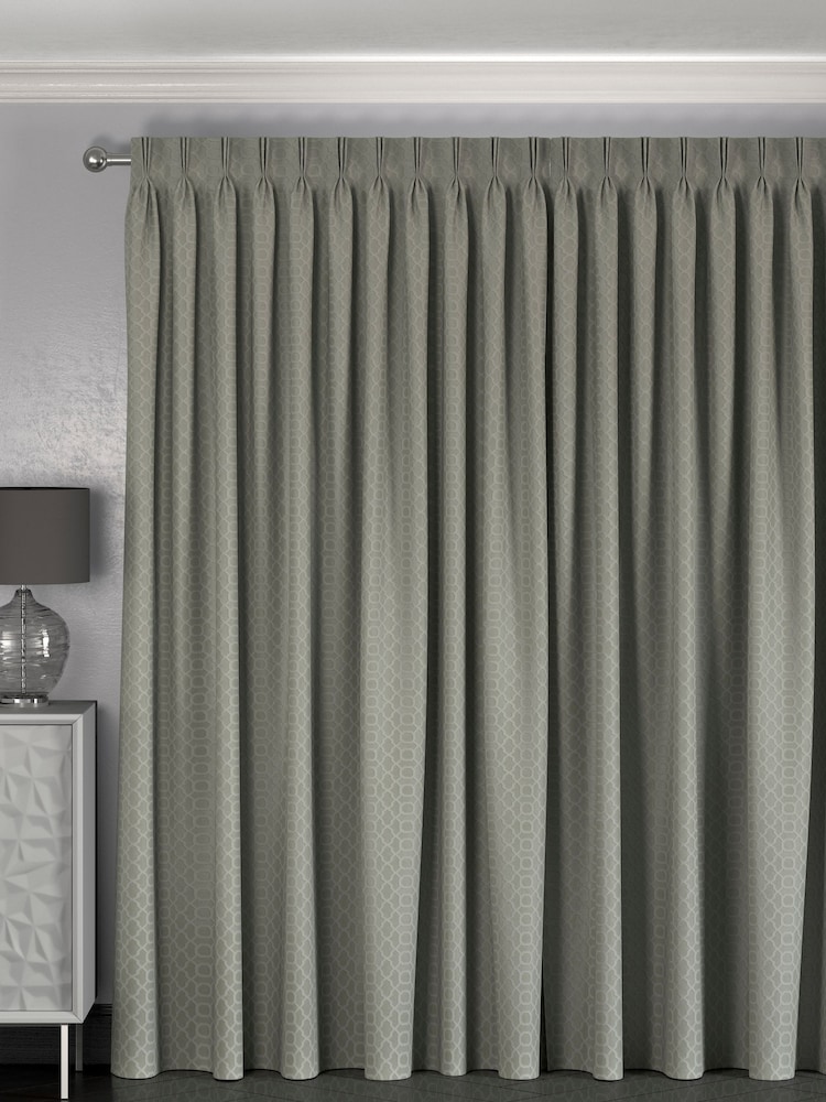 Light Grey Woven Geo Made To Measure Curtains - Image 2 of 9