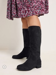Yours Curve Blue Wide Fit Stretch Knee High Boots - Image 1 of 5