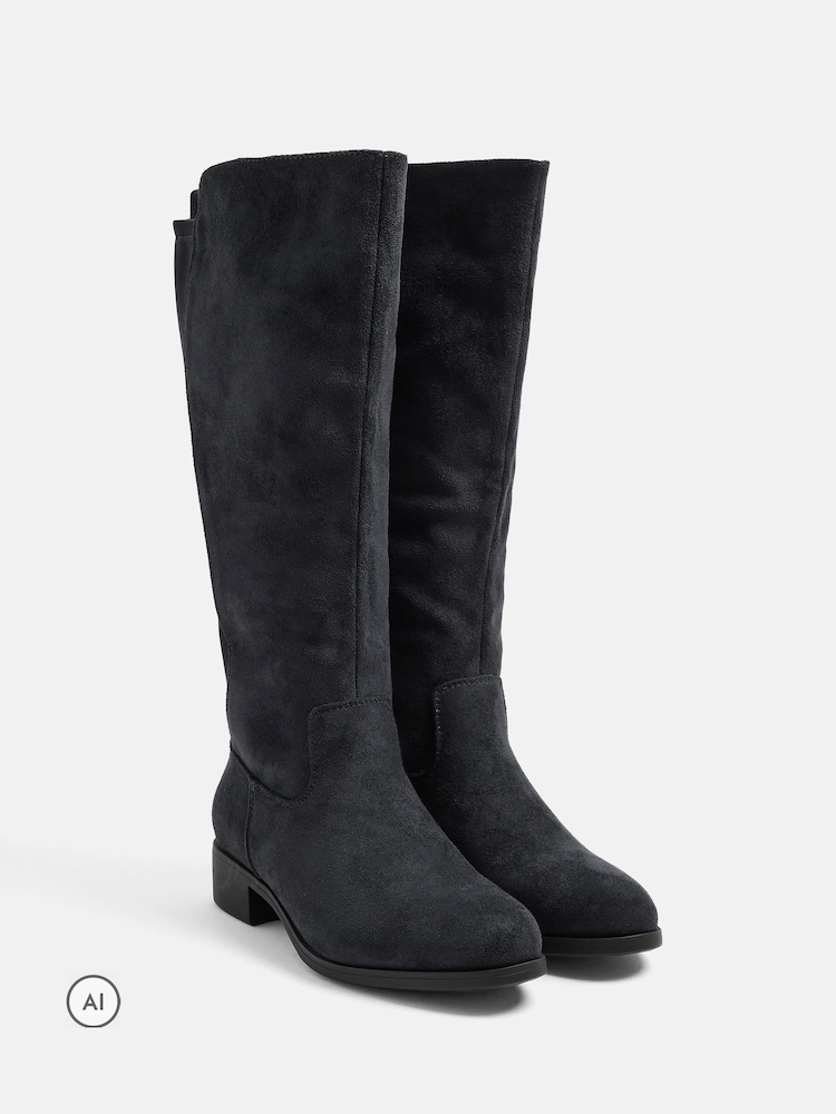 Yours Curve Blue Wide Fit Stretch Knee High Boots - Image 2 of 5